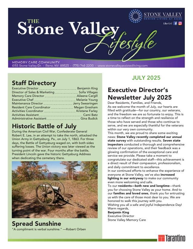 Memory Care Current Newsletter